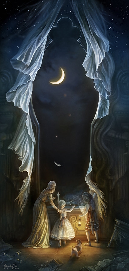 Sisters in the Moonlight by Alejandro Dini